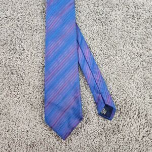 Thomas Pink Tie Mens Blue Purple Striped Silk Neck Tie Necktie Career Office